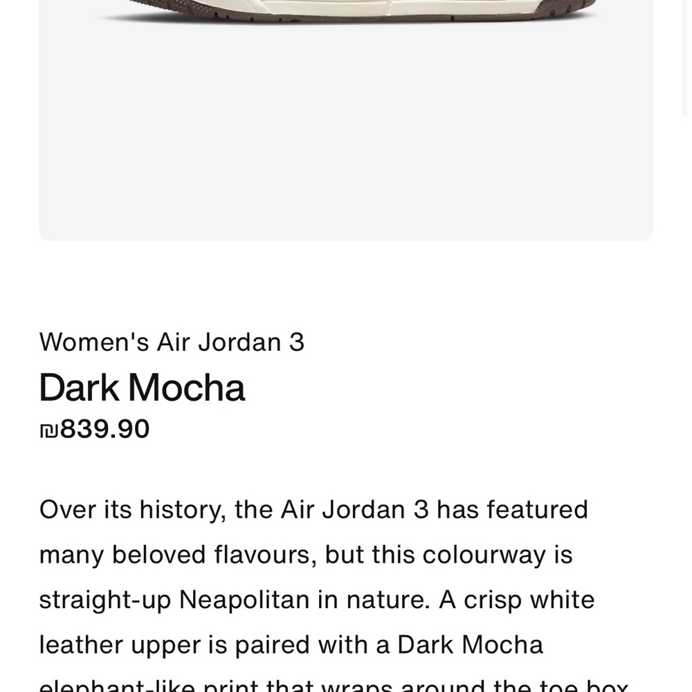 Nike Women's Air Jordan 3 "Dark Mocha" Mid-Top Sneakers. Size 6 - Picture 9 of 10